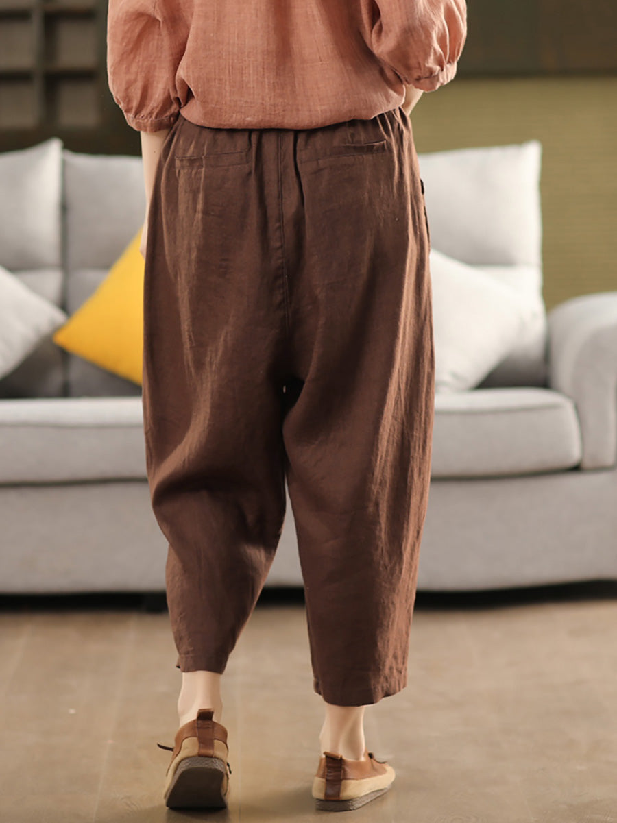 Harem Summer 100%linen Color Pants Pure