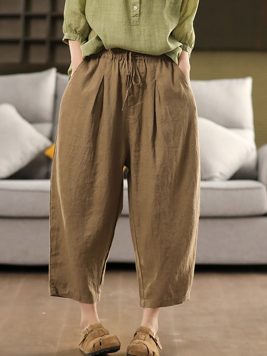 Harem Summer 100%linen Color Pants Pure