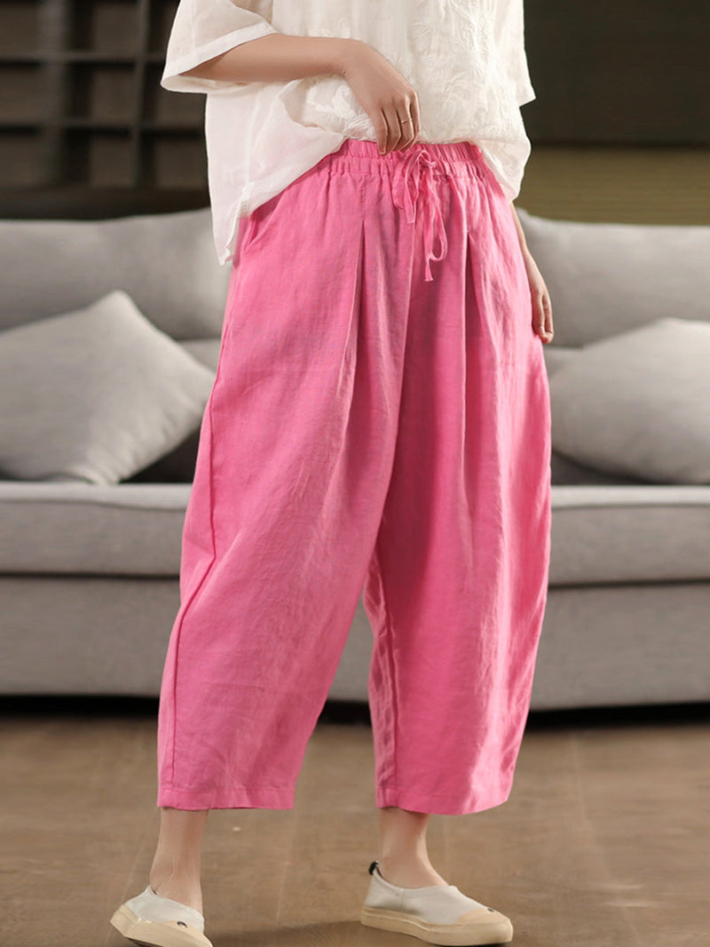 Harem Summer 100%linen Color Pants Pure