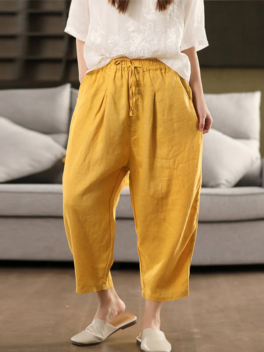 Harem Summer 100%linen Color Pants Pure