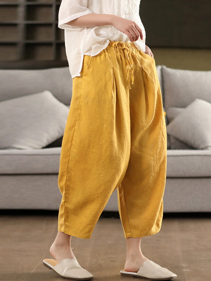 Harem Summer 100%linen Color Pants Pure