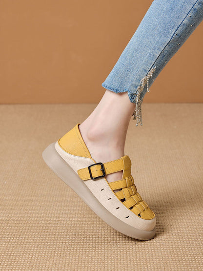Leather Genuine Weave Shoes Flat Summer