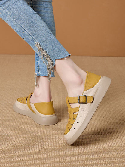 Leather Genuine Weave Shoes Flat Summer