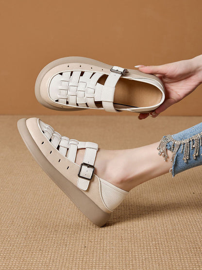 Leather Genuine Weave Shoes Flat Summer