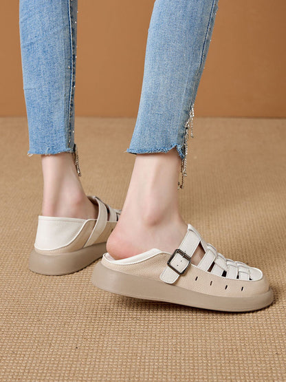 Leather Genuine Weave Shoes Flat Summer