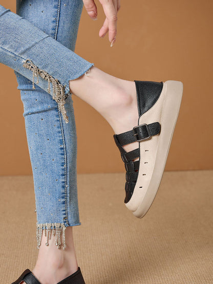 Leather Genuine Weave Shoes Flat Summer