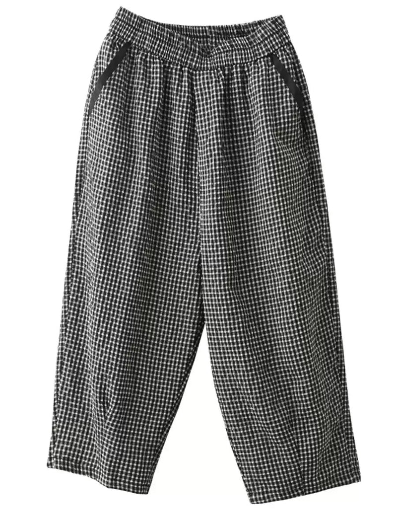 Pants Harem Lattice Cotton Summer