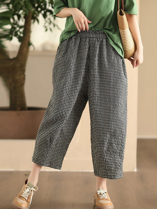 Pants Harem Lattice Cotton Summer