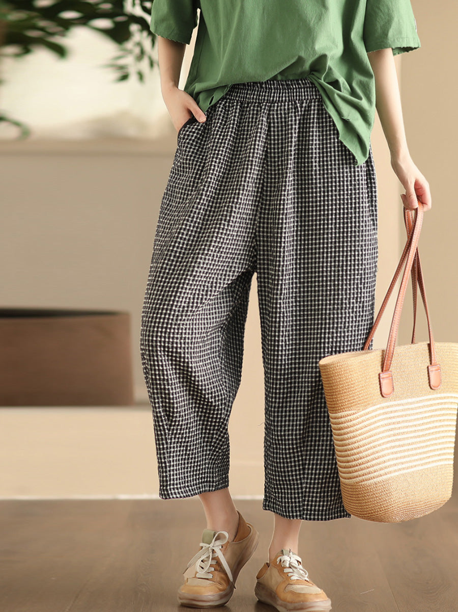 Pants Harem Lattice Cotton Summer