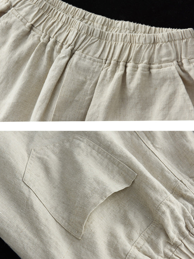Linen Harem Pants Summer Pure Color