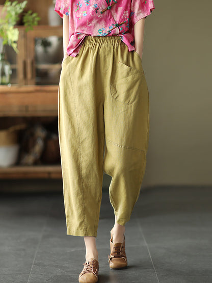 Linen Harem Pants Summer Pure Color