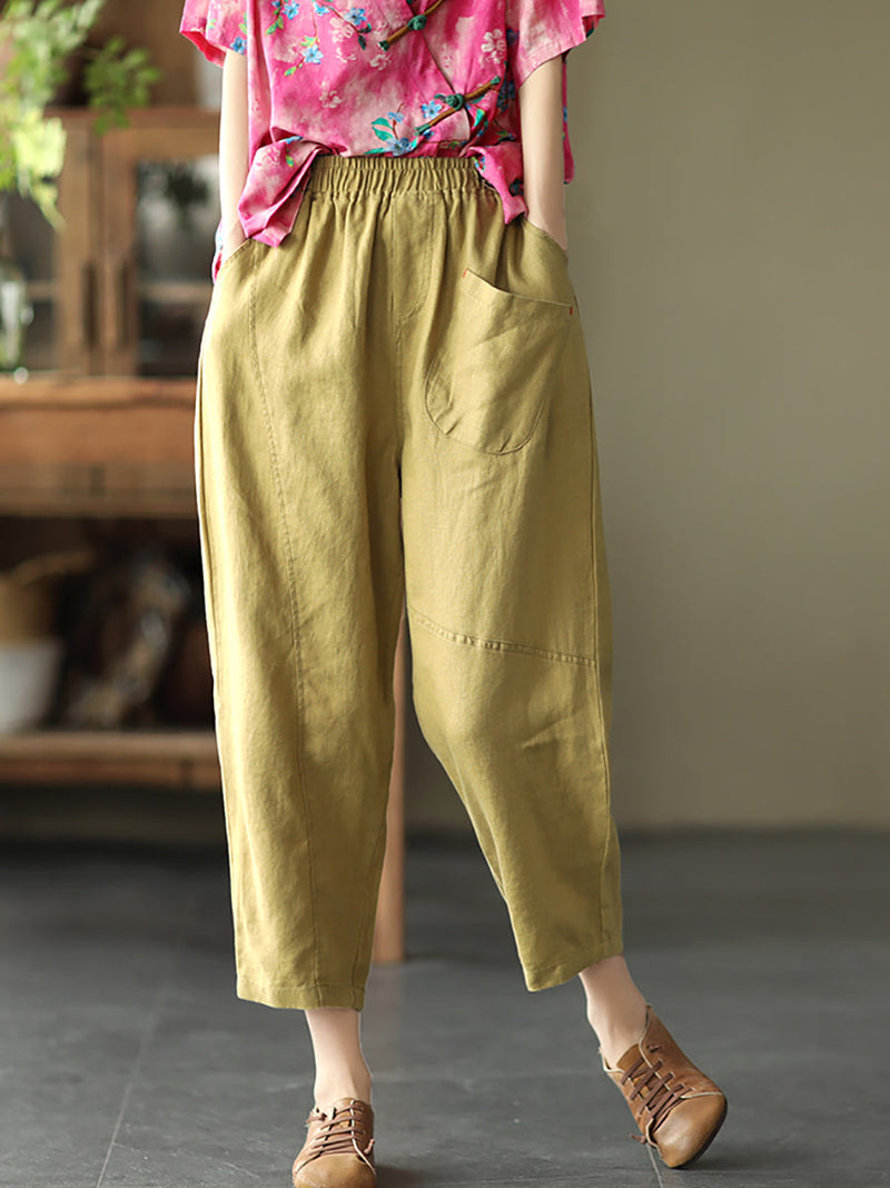 Linen Harem Pants Summer Pure Color