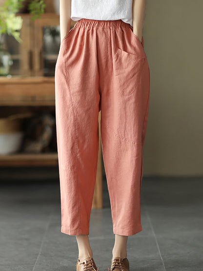 Linen Harem Pants Summer Pure Color