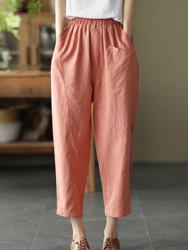 Linen Harem Pants Summer Pure Color