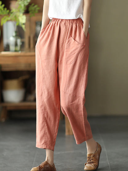 Linen Harem Pants Summer Pure Color