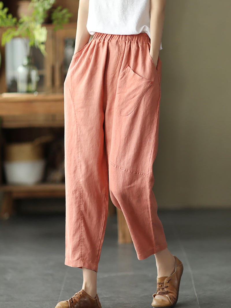 Linen Harem Pants Summer Pure Color