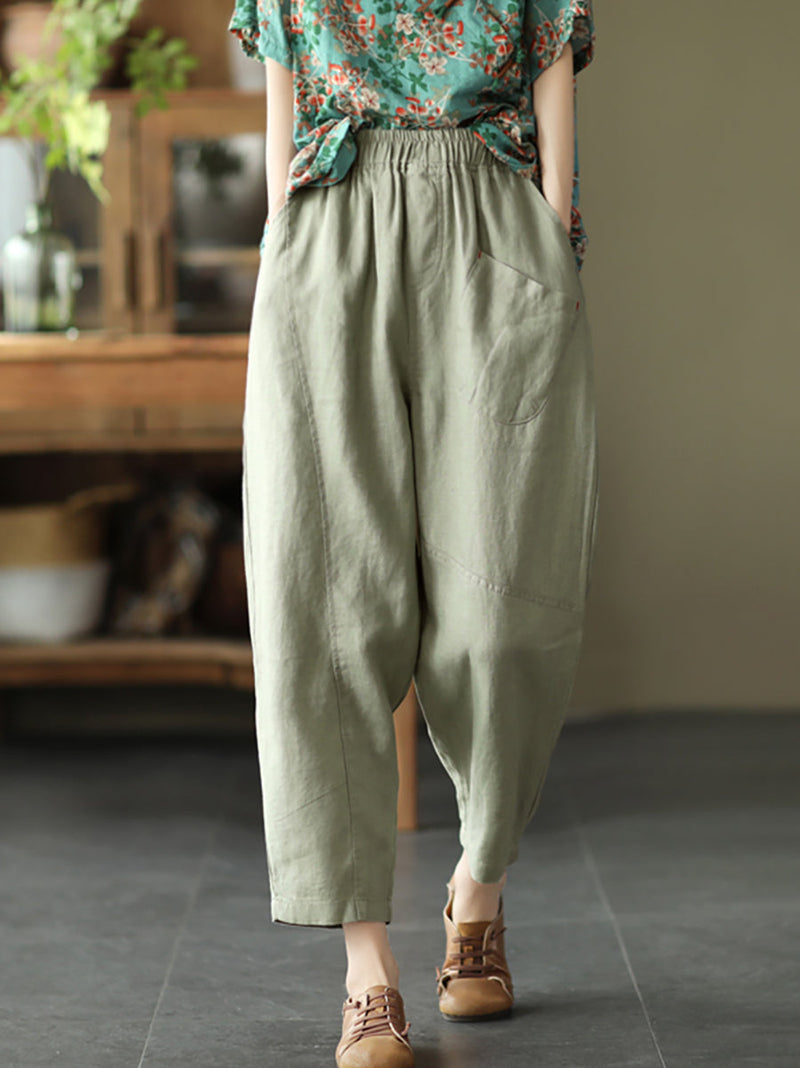 Linen Harem Pants Summer Pure Color