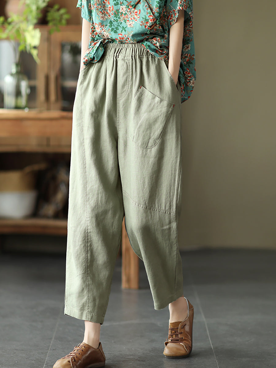 Linen Harem Pants Summer Pure Color