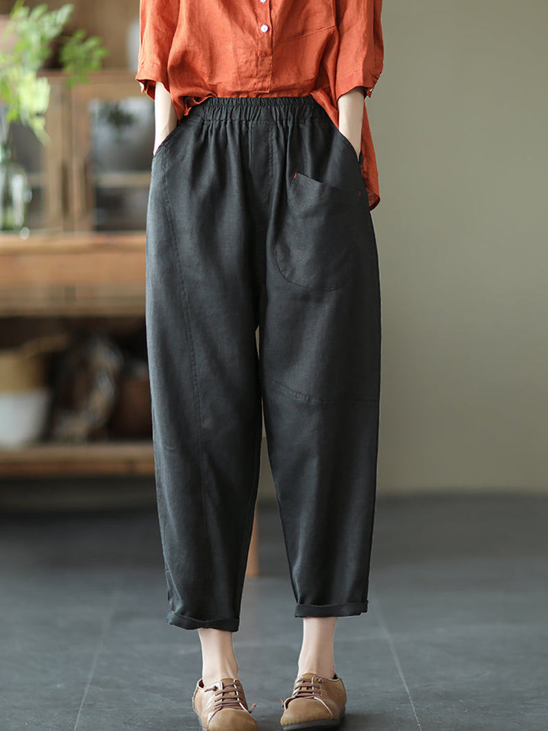 Linen Harem Pants Summer Pure Color