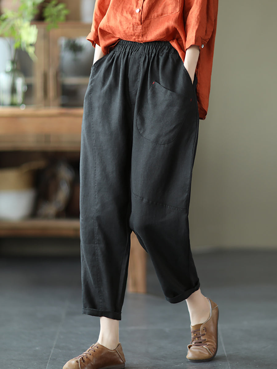 Linen Harem Pants Summer Pure Color
