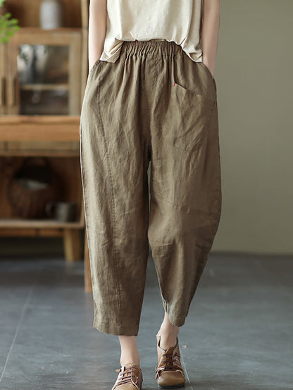 Linen Harem Pants Summer Pure Color