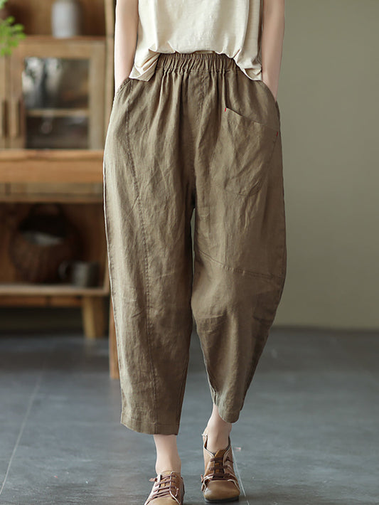Linen Harem Pants Summer Pure Color