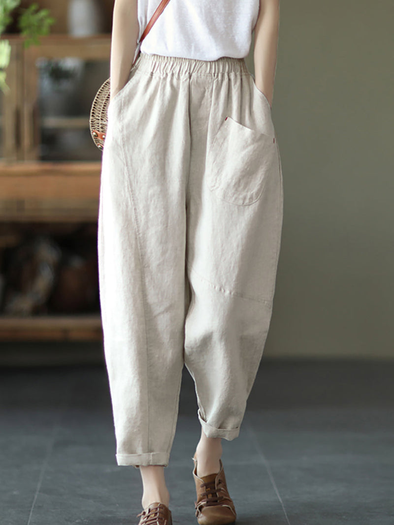 Linen Harem Pants Summer Pure Color