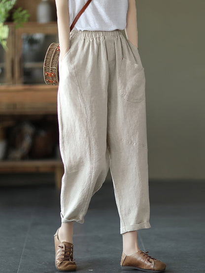 Linen Harem Pants Summer Pure Color