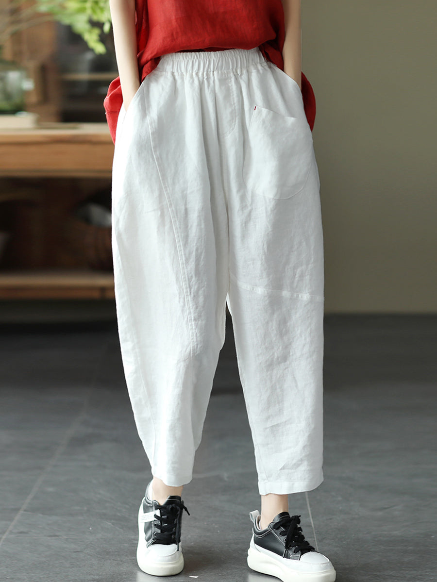 Linen Harem Pants Summer Pure Color