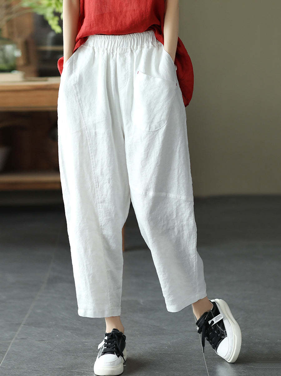 Linen Harem Pants Summer Pure Color