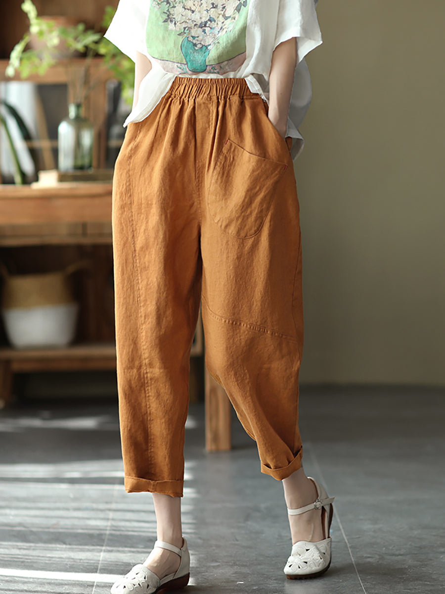 Linen Harem Pants Summer Pure Color