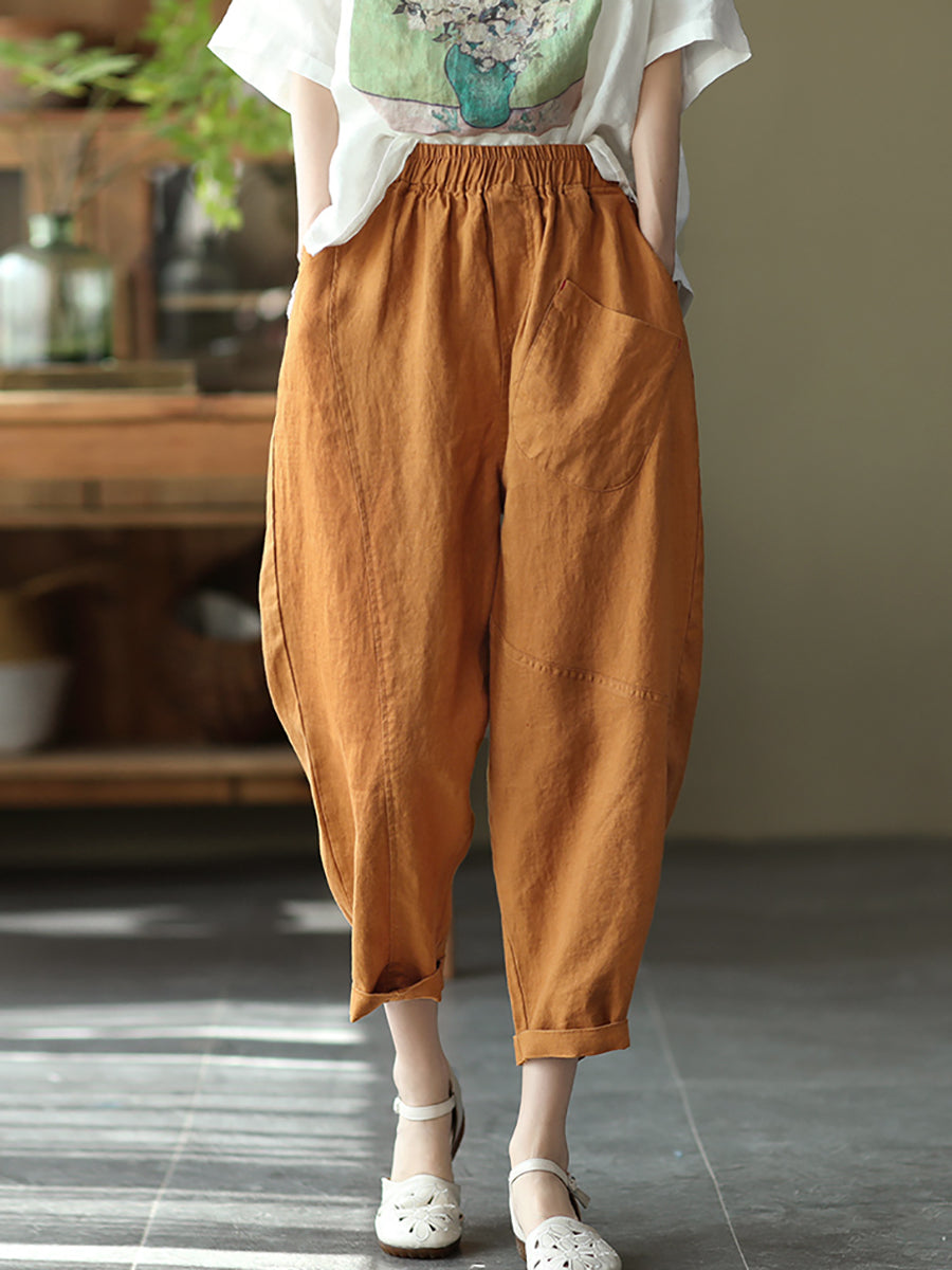 Linen Harem Pants Summer Pure Color