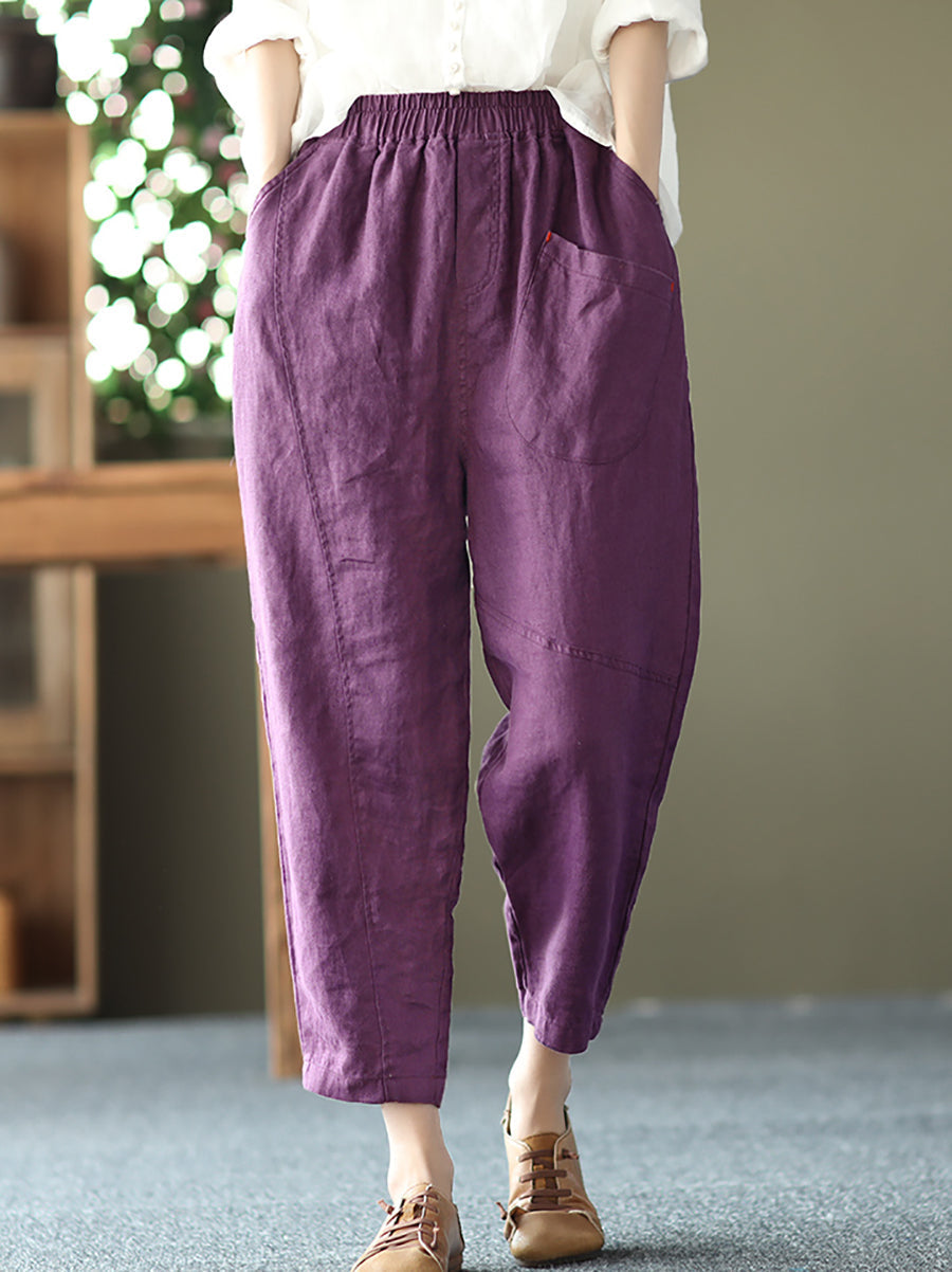 Linen Harem Pants Summer Pure Color