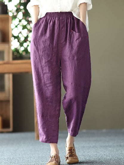 Linen Harem Pants Summer Pure Color