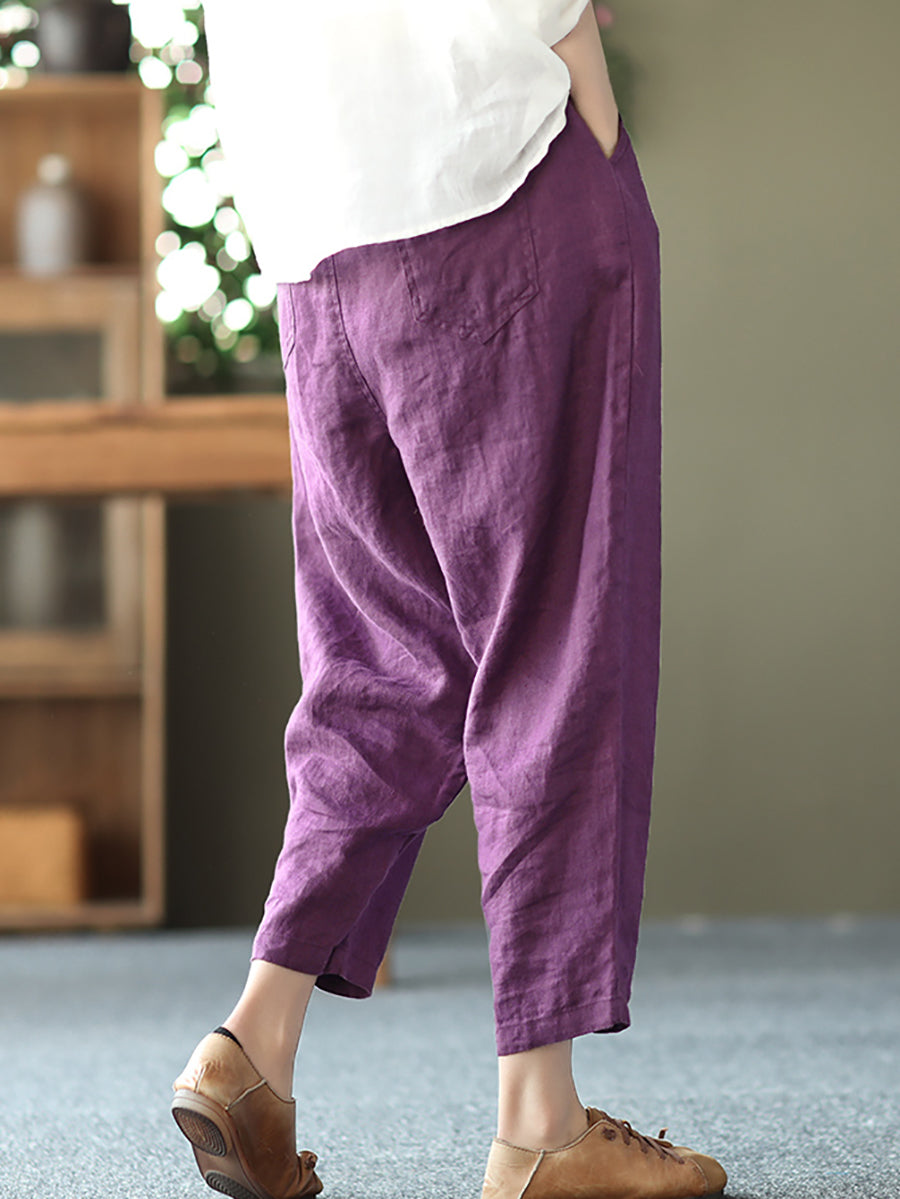 Linen Harem Pants Summer Pure Color