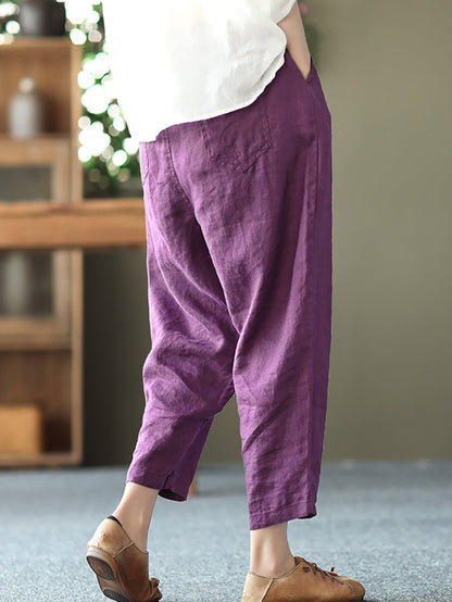 Linen Harem Pants Summer Pure Color