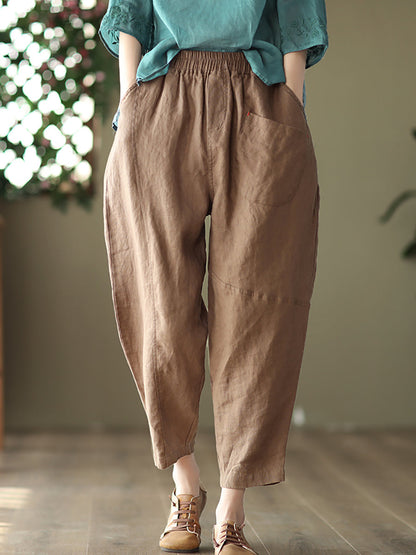Linen Harem Pants Summer Pure Color