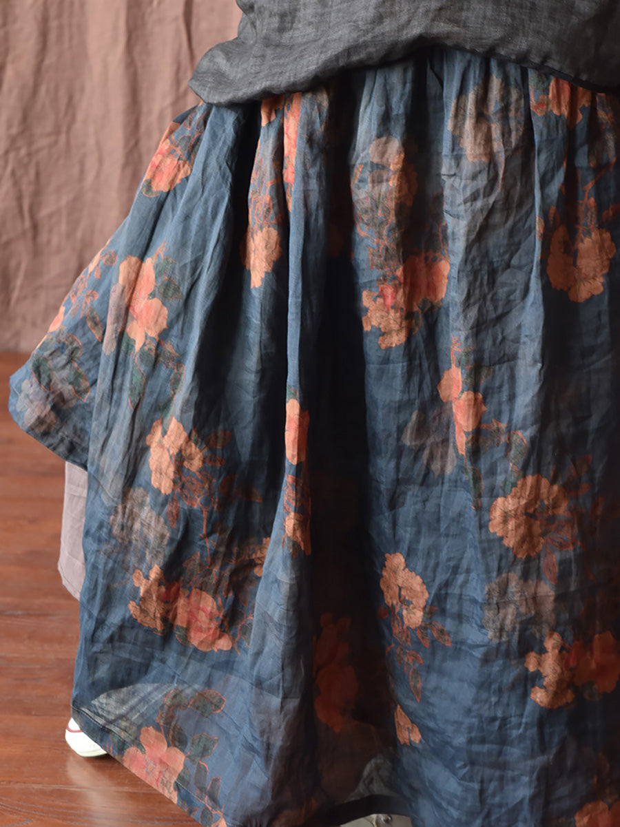 Skirt Ramie Flower Summer Loose