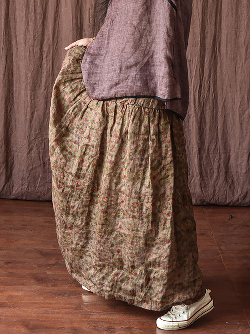 Skirt Ramie Flower Summer Loose