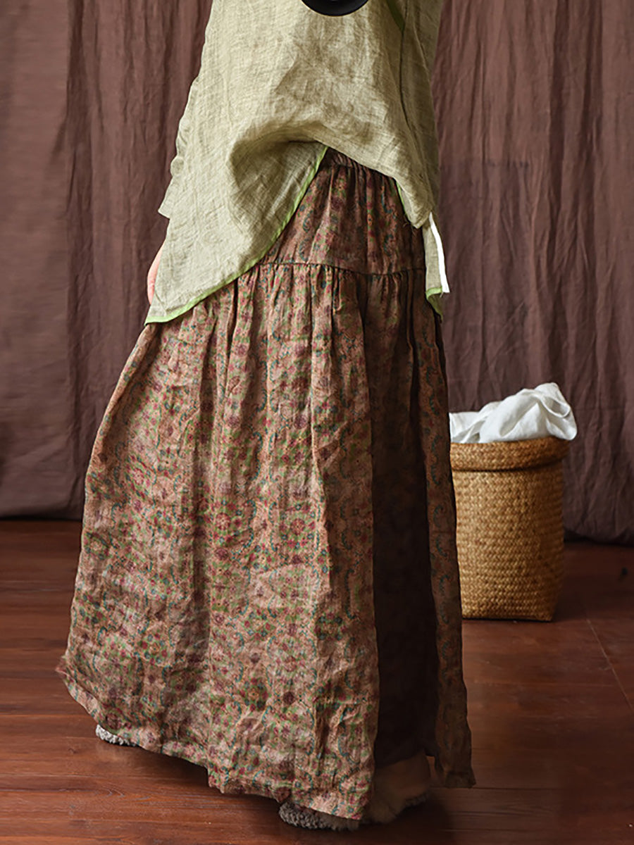 Skirt Ramie Flower Summer Loose