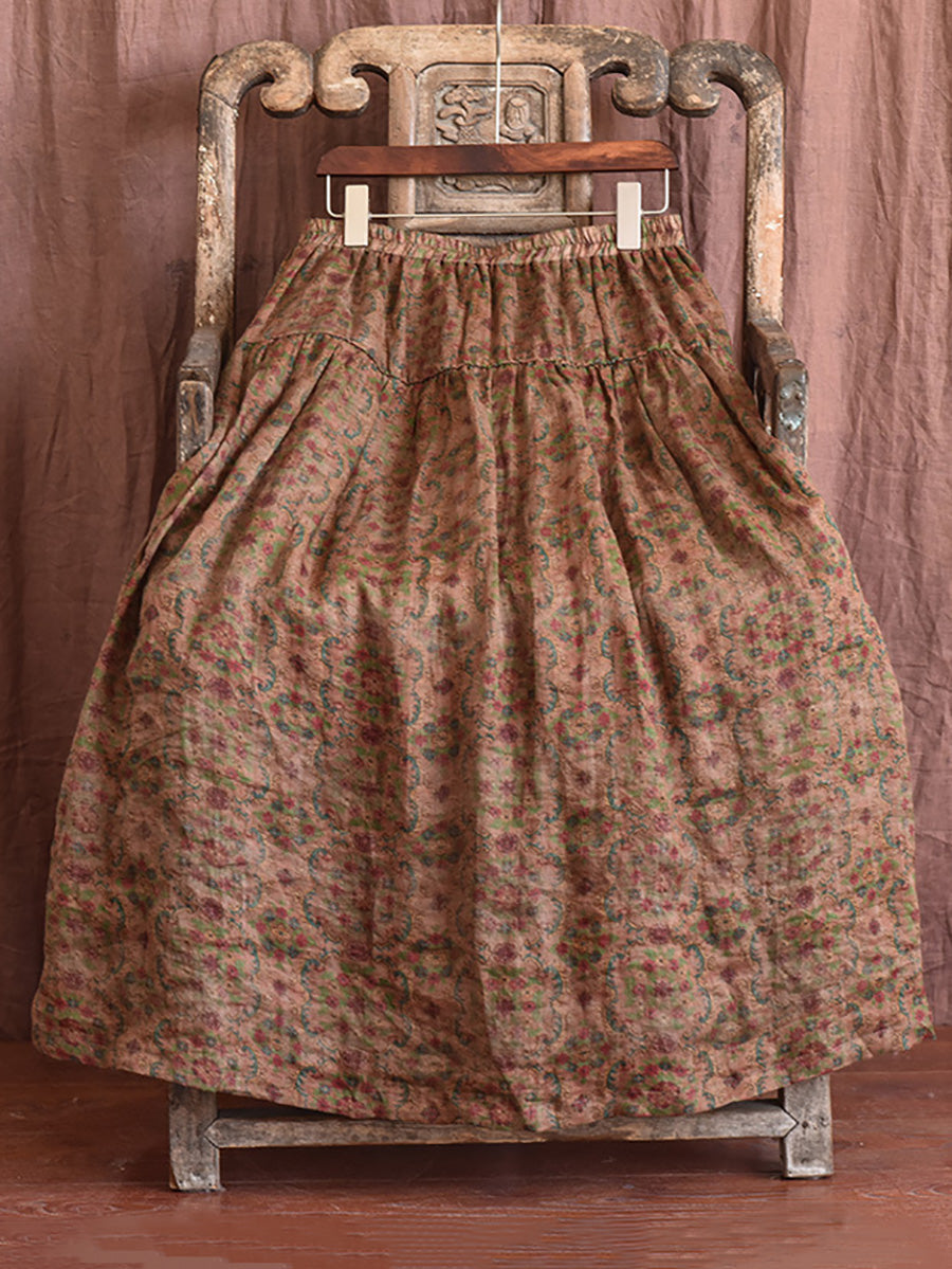 Skirt Ramie Flower Summer Loose