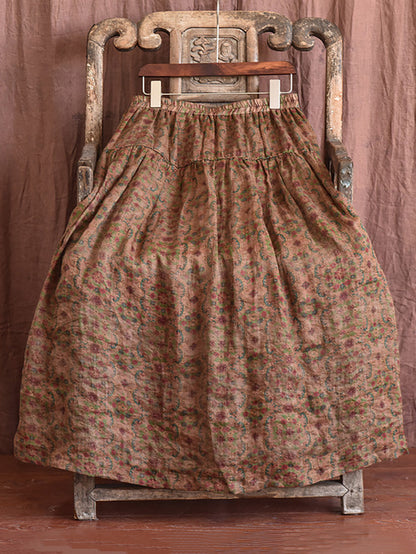 Skirt Ramie Flower Summer Loose