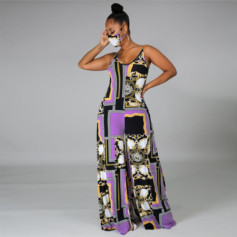 Backless Sling Summer Wide Leg Summer Jumpsuit