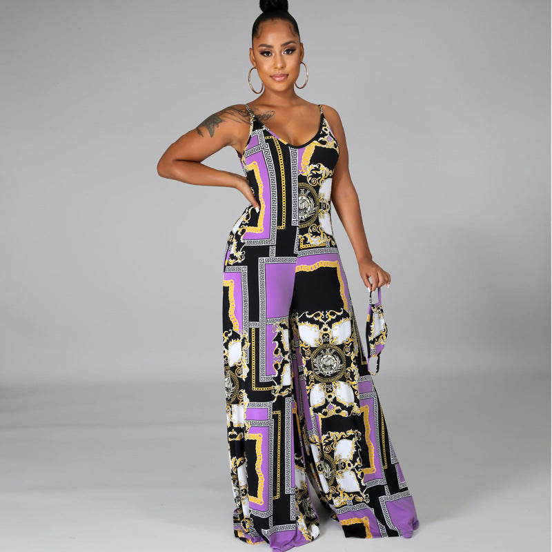 Backless Sling Summer Wide Leg Summer Jumpsuit