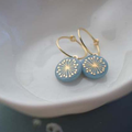 Blue Rounded Dandelion Earrings