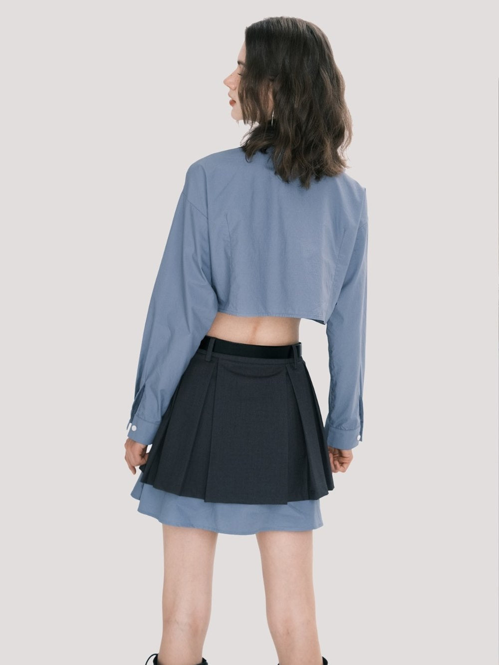 Scholar Cropped Shirt and Pleated Skirt Set