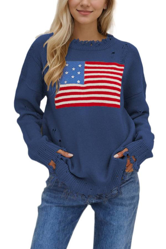 Round Neck Flag Sweater
