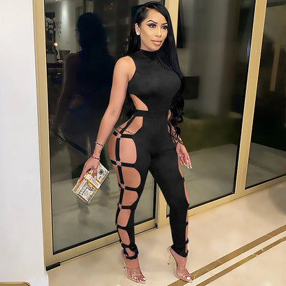 Wear Cutout Nightclub Tight Backless Jumpsuit