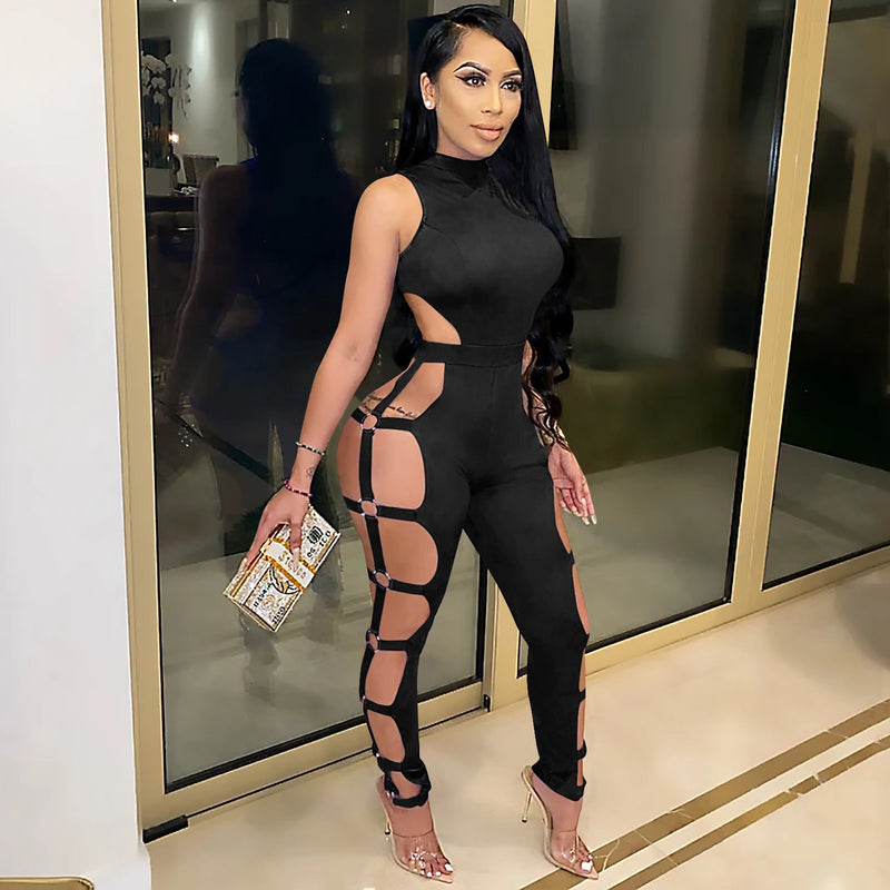 Wear Cutout Nightclub Tight Backless Jumpsuit
