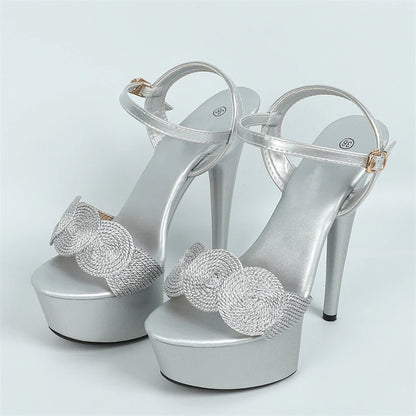 Liyke Red Buckle Strap High Heels Platform Sandals – ’s Wedding Prom Shoes